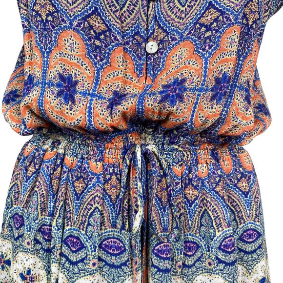 Lucky Brand Paisley Damask Smocked Blouson Drawstring Sundress SZ S - Picture 4 of 9